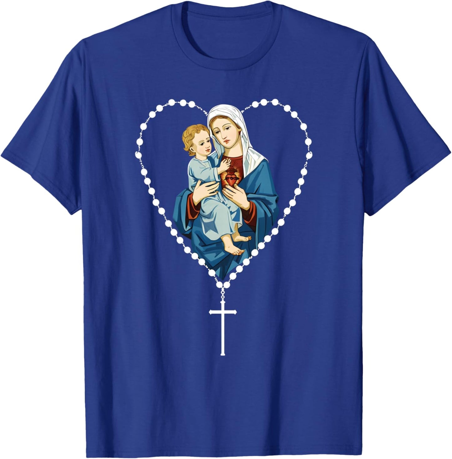 Saint Mary Mother of Jesus Mary With Baby Chist Christian T-Shirt - T-Shirt | Royal