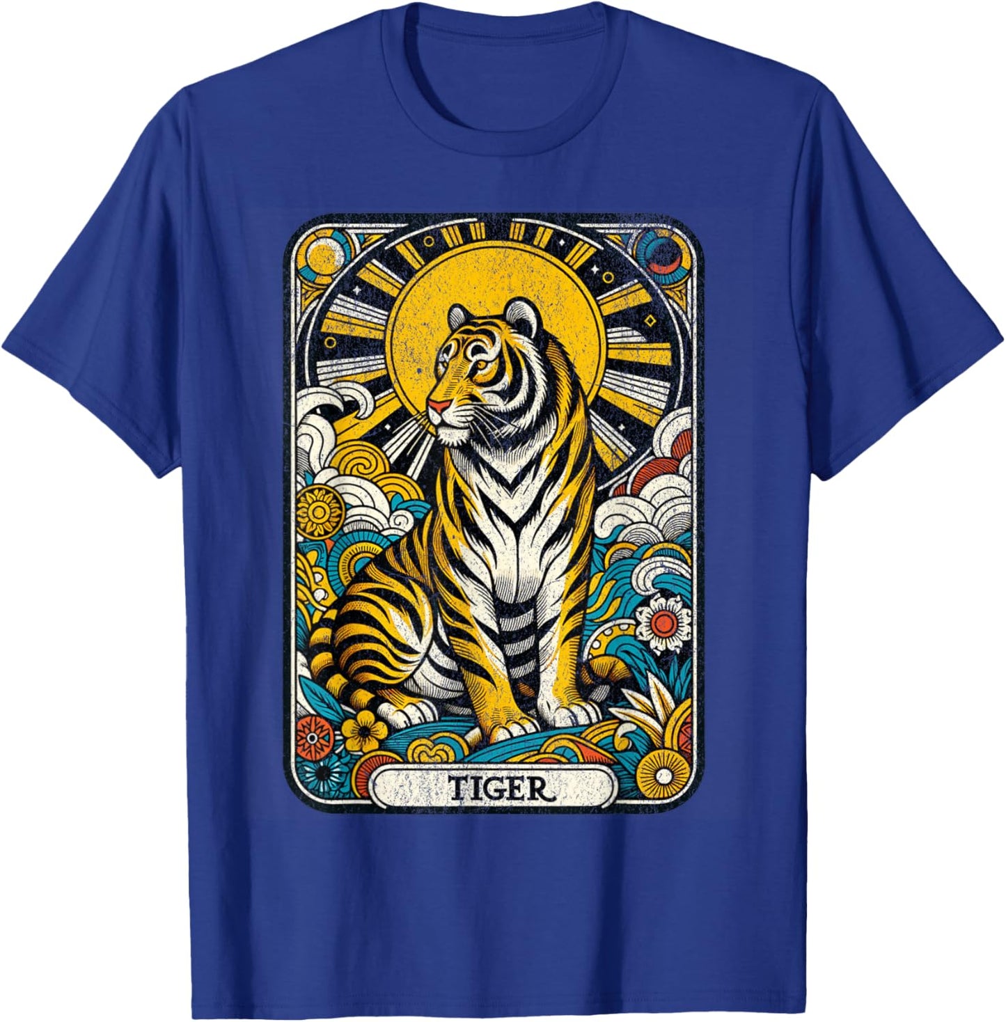 Vintage Tiger Tarot Card Chinese Zodiac Tiger Spirit Animal T-Shirt - T-Shirt | Royal