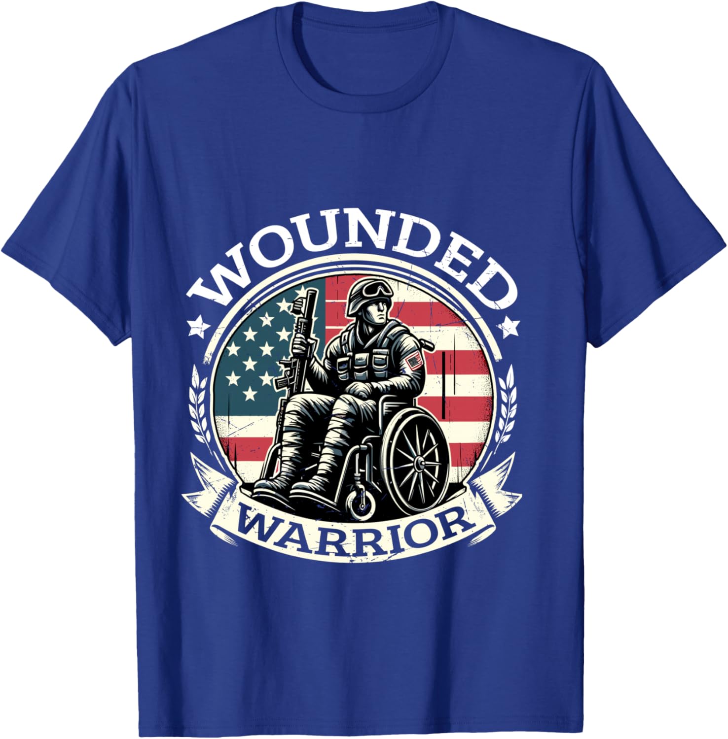 Wounded Warrior American Hero Veteran Military Support T-Shirt - T-Shirt | Royal