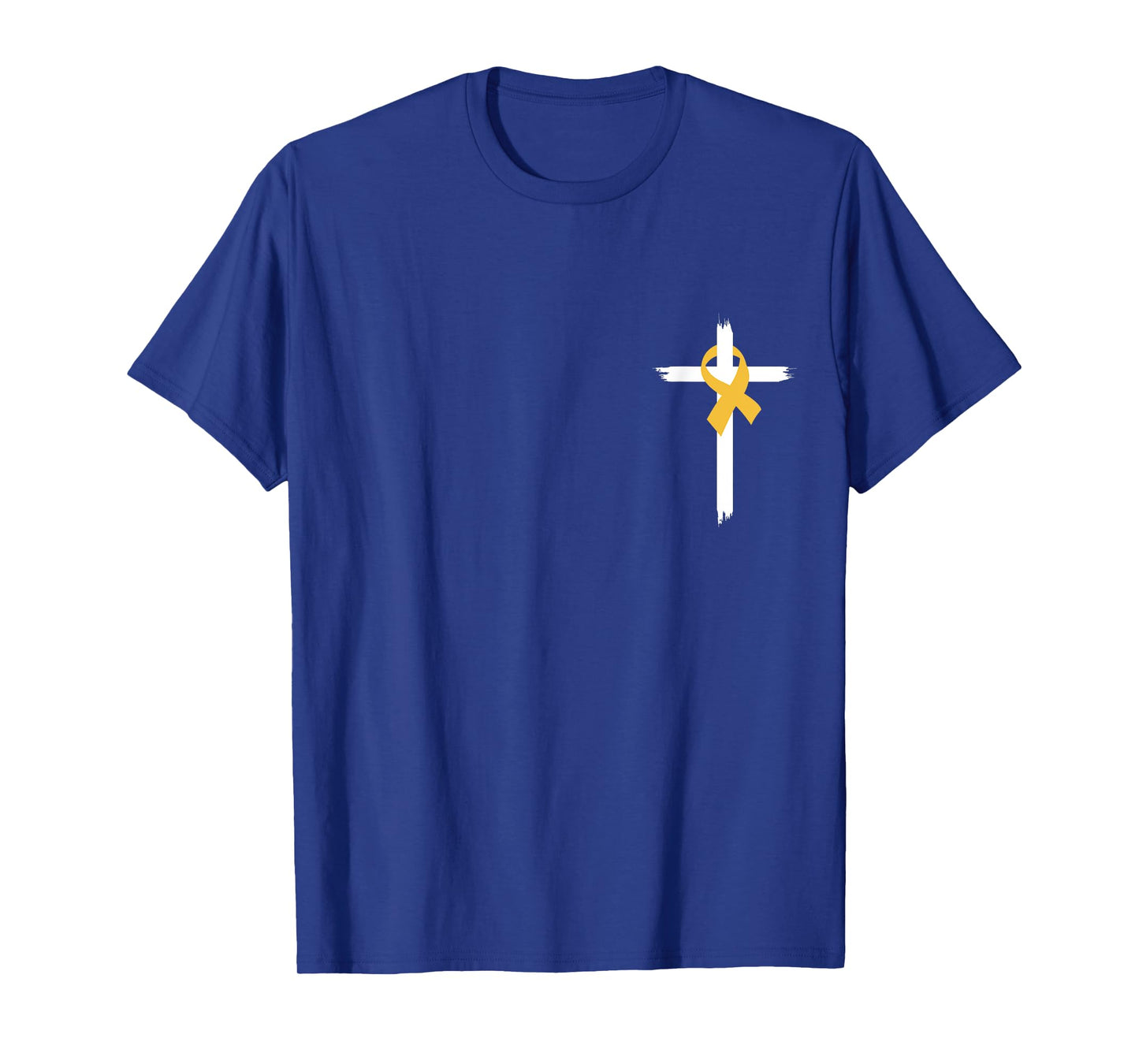 Christian Cross Jesus Gold Ribbon Childhood Cancer Awareness T-Shirt