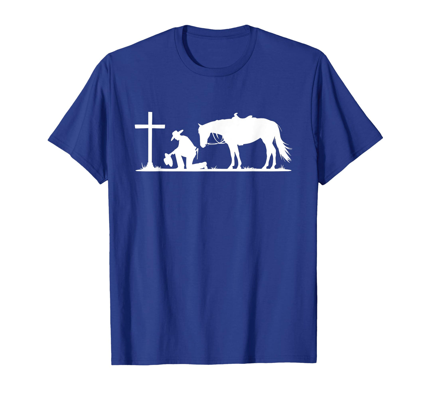 Praying Cowboy Kneeling Cross Western Bible Jesus Horse T-Shirt