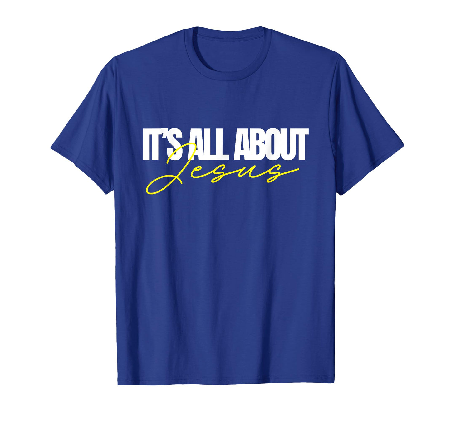 KM Ministries It's All About Jesus Unisex T-Shirt Black Small Modern Crew Neck Short Sleeve Letter Print T-Shirt