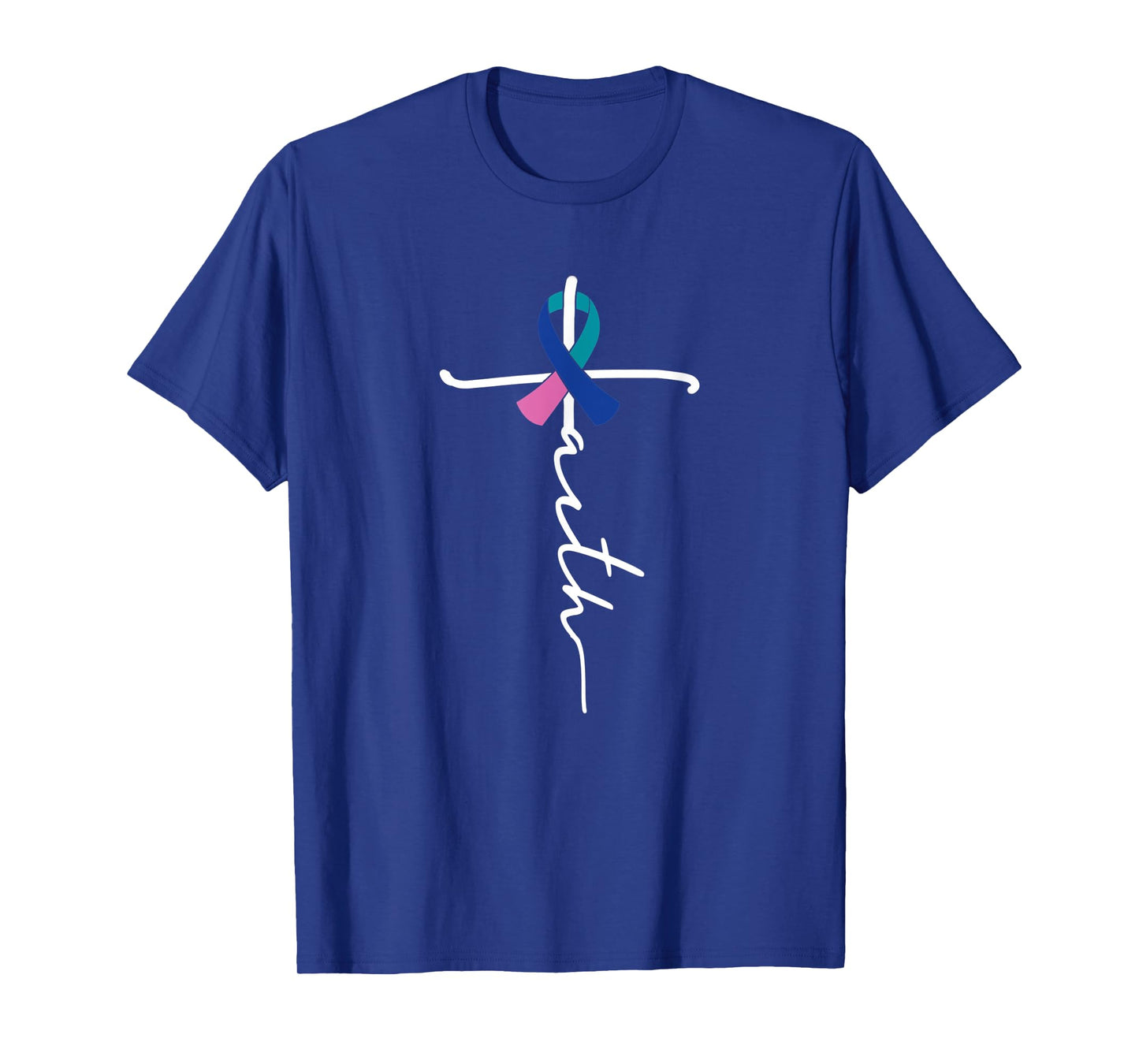Faith Christian Cross Ribbon Thyroid Cancer Awareness T-Shirt