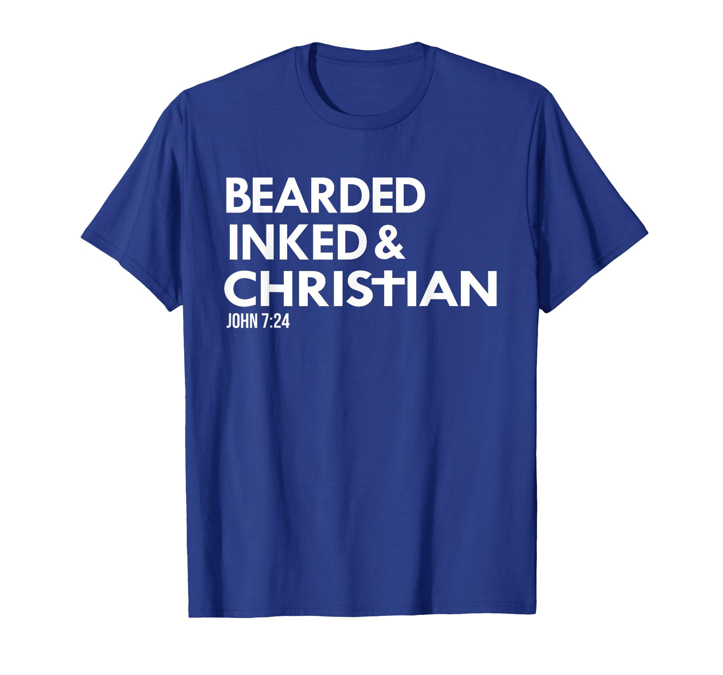 Mens Bearded Inked Christian Funny Tattoo Beard Tats T-Shirt