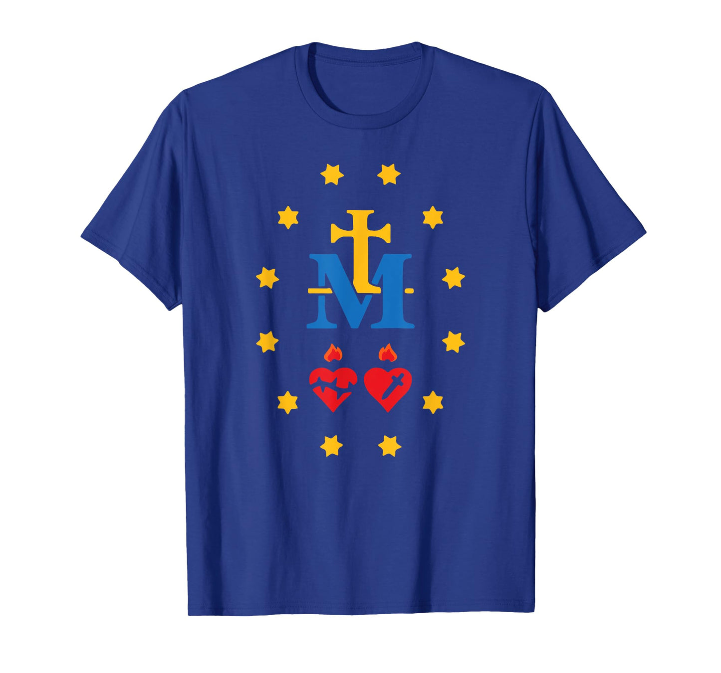 Miraculous Medal Catholic Holy Mary Sacred Heart Jesus T-Shirt