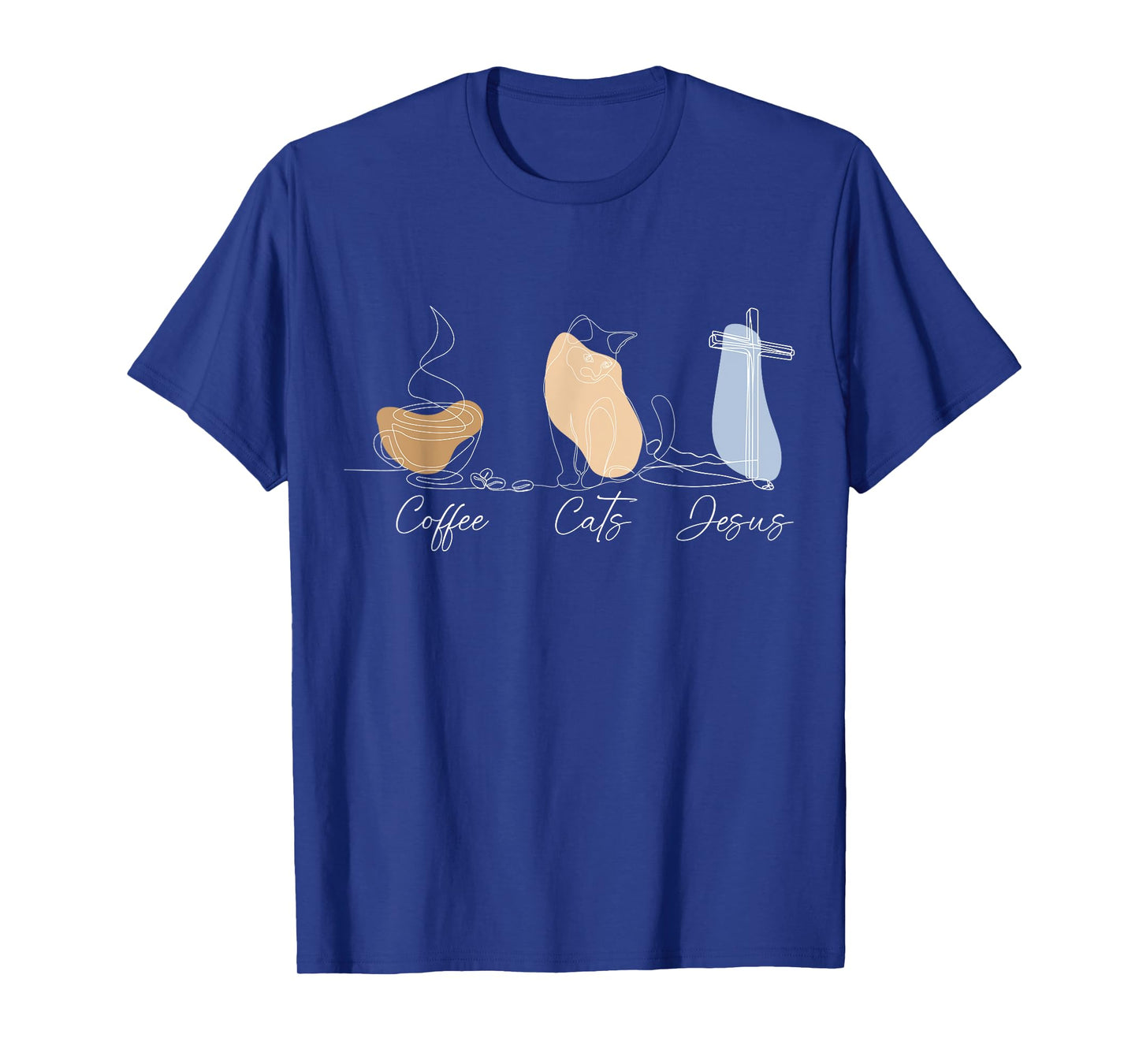 Jesus Coffee Cats Tshirt Men Women Cute Minimalist Christian T-Shirt