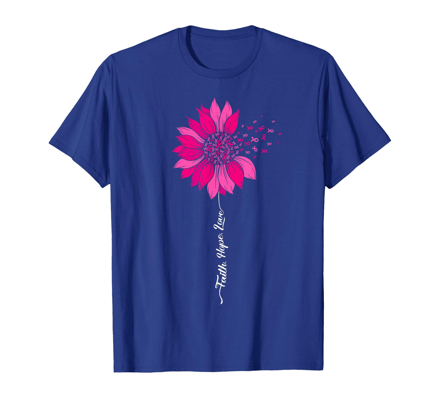 Faith Hope Love Breast Cancer Awareness Pink Ribbon Flower T-Shirt
