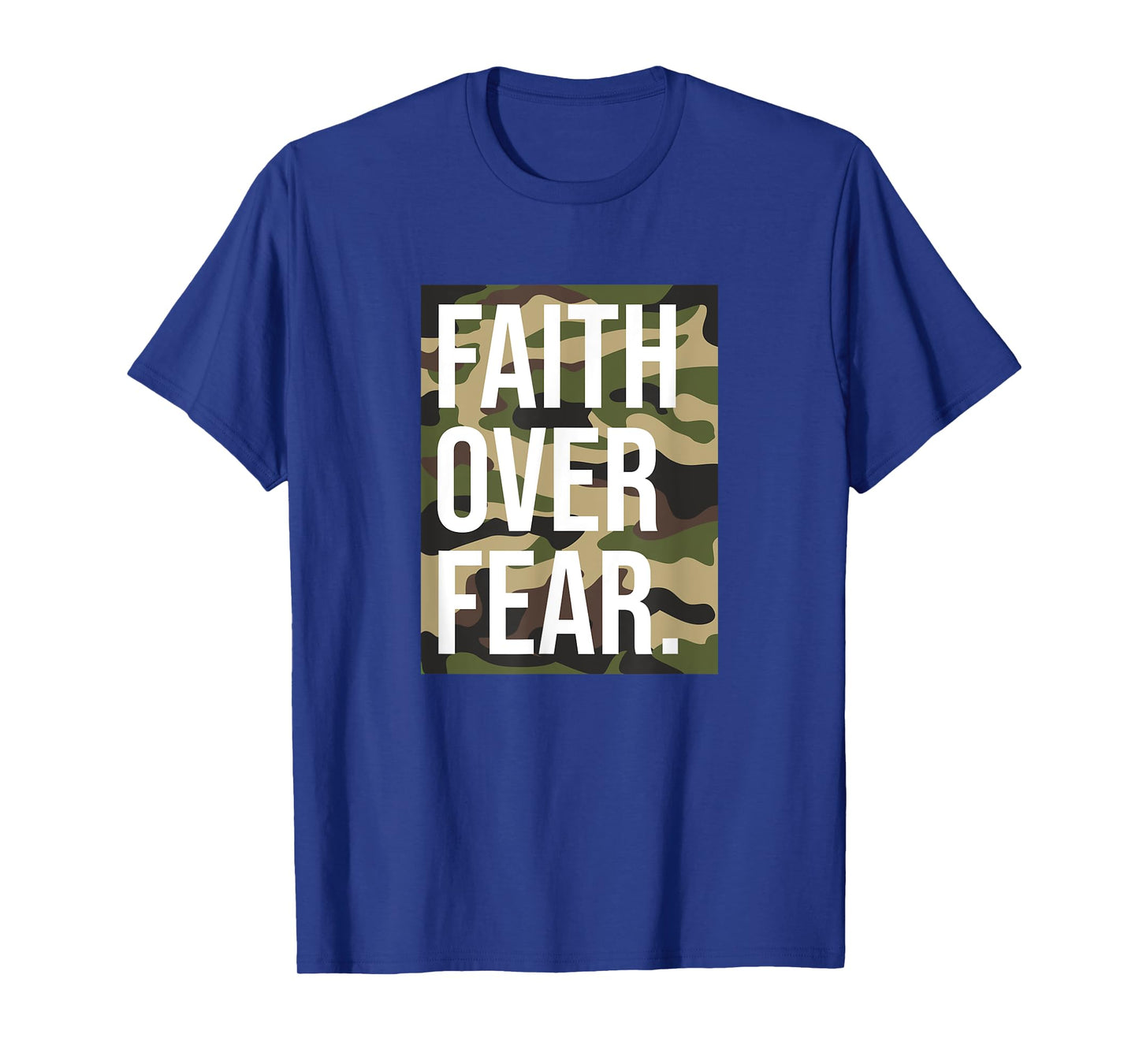 Faith Over Fear Christian Prayer Retro Camouflage Camo T-Shirt