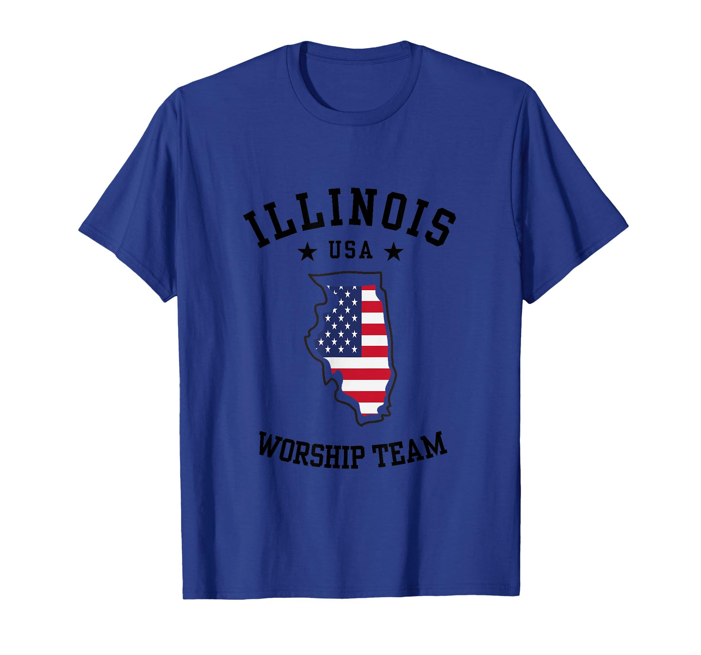 Worship Team. Illinois. America Flag. Christian Faith T-Shirt