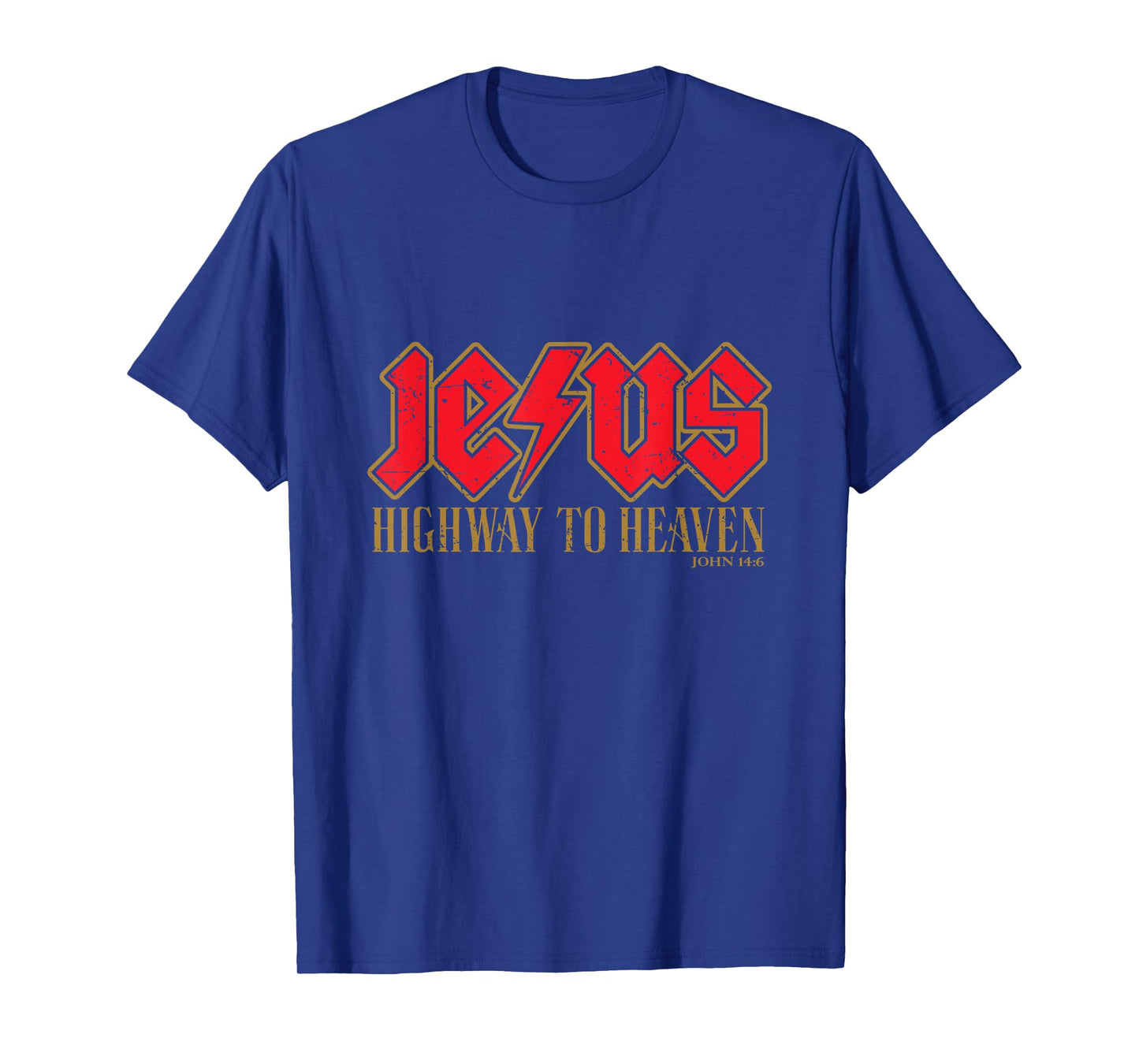 JESUS - HIGHWAY TO HEAVEN - JOHN 14:6 - Red & Gold T-Shirt