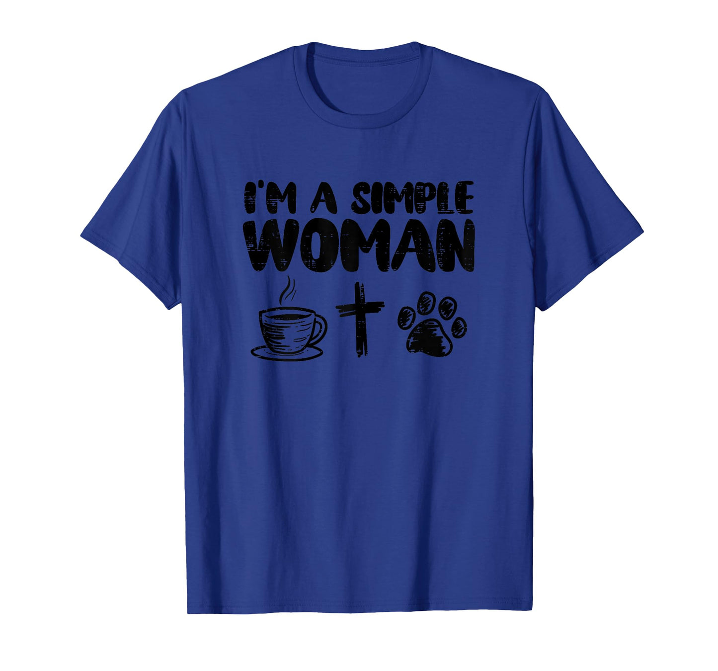 Im A Simple Woman Coffee Cross Paw Christian Dog Cat Owner T-Shirt
