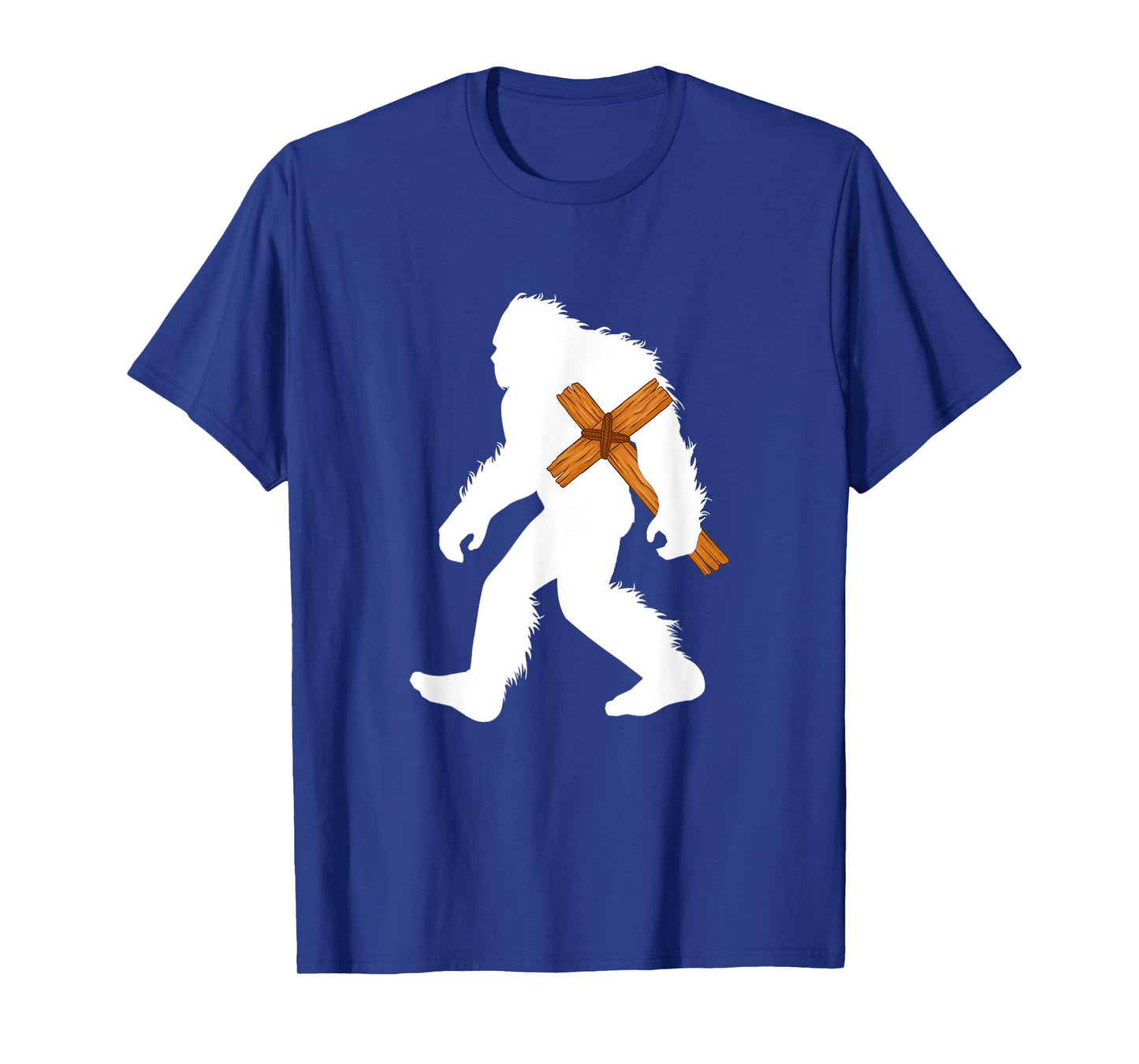 Christmas Bigfoot Carrying Cross Christian Faith Sasquatch T-Shirt