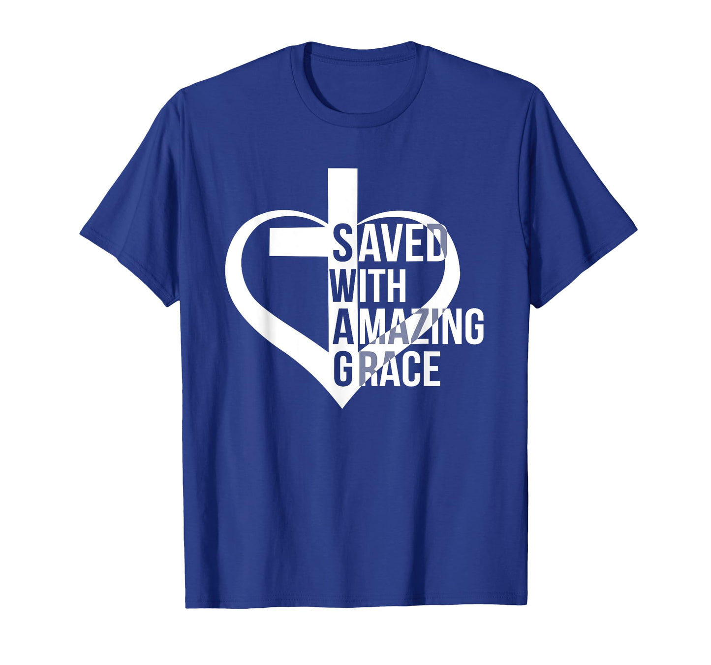 Saved With Amazing-Grace Swag Christian Faithcross Heart T-Shirt