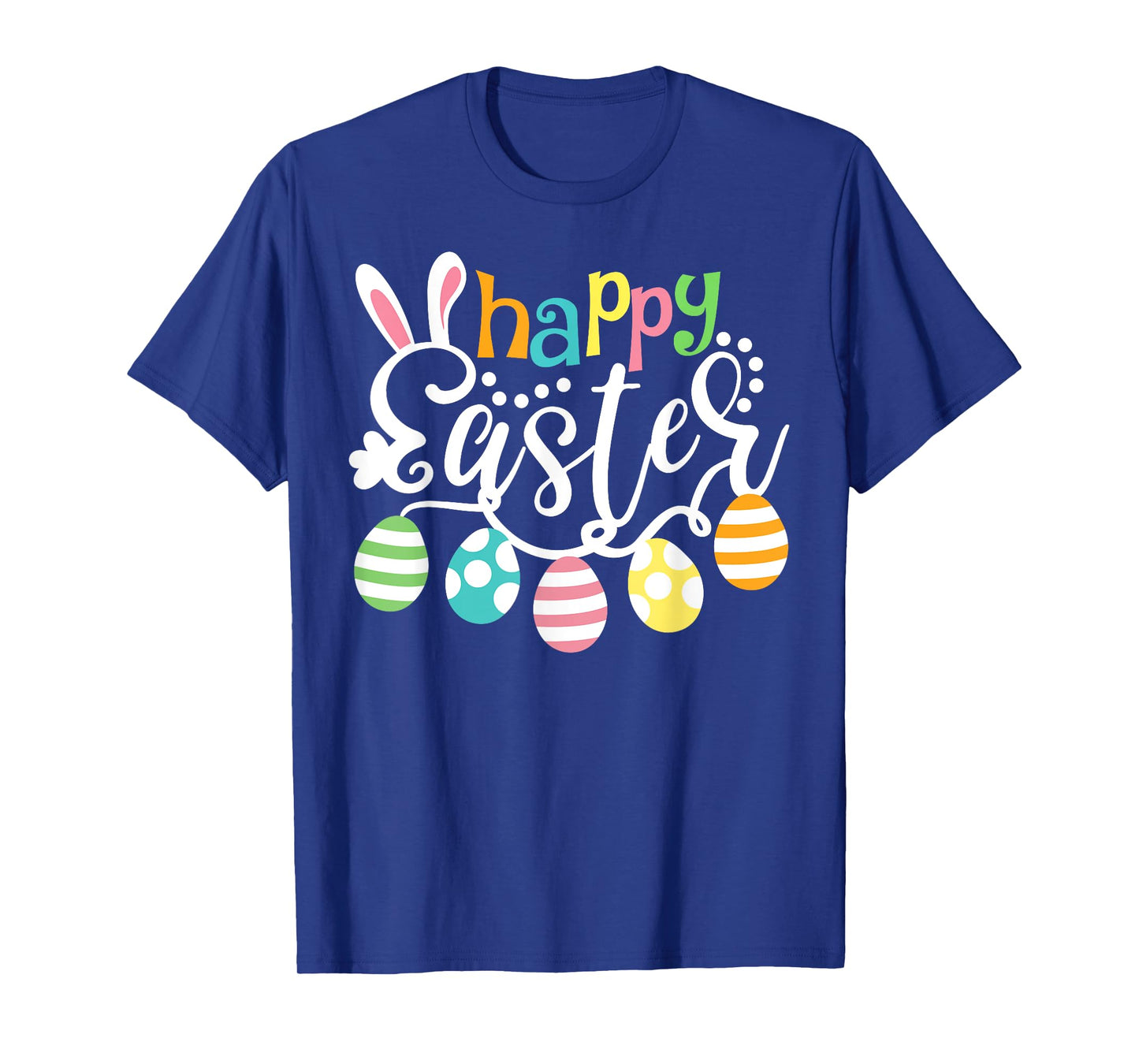 Happy Easter Day Colorful Egg Hunting Cute Bunny Girl Womens T-Shirt