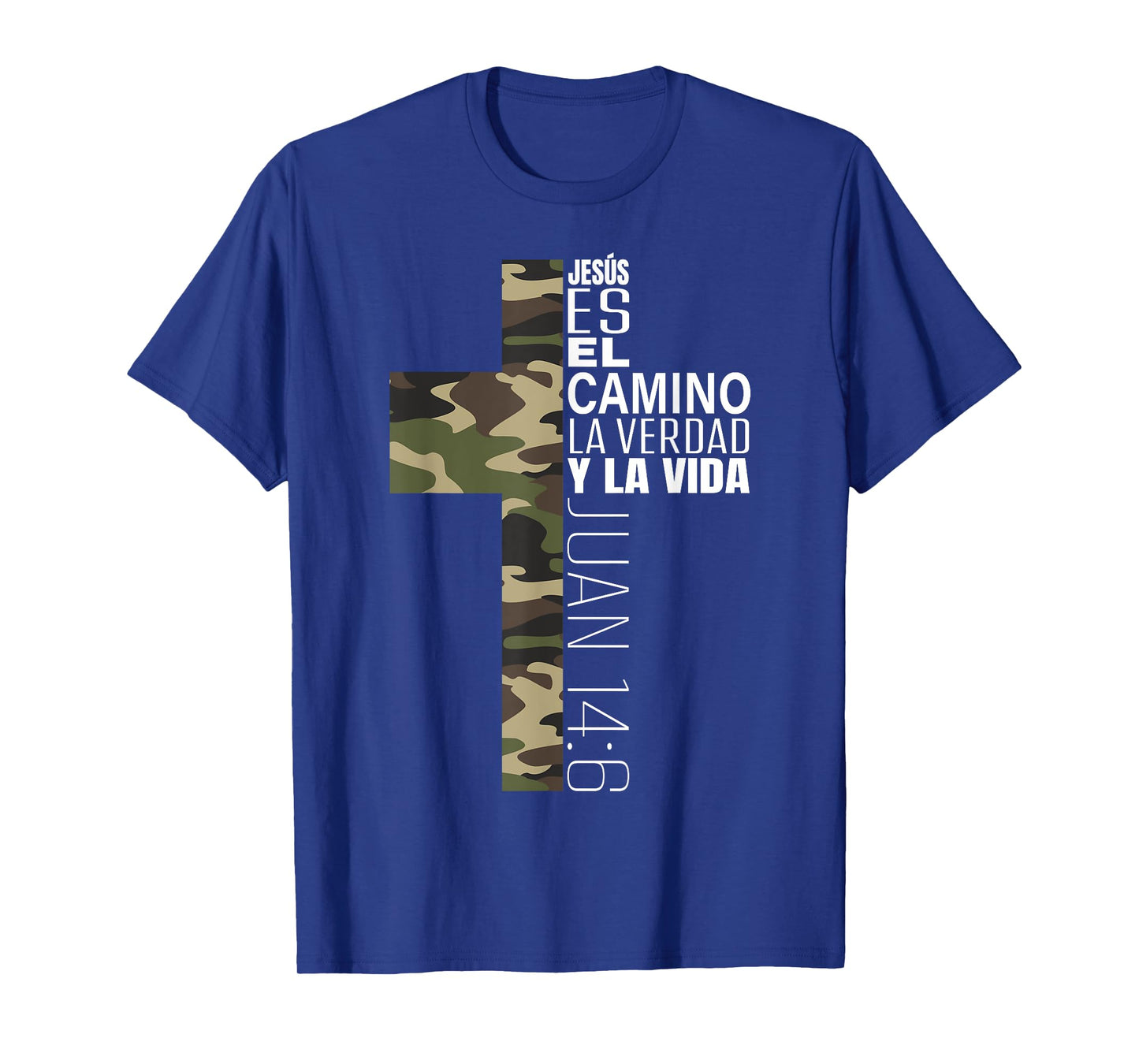 Jesus Christian Spanish Gifts Men Religious Verse Camo Cross T-Shirt