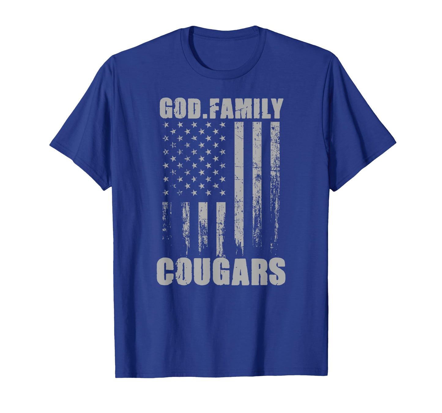 Franklin Cougars God. Family. Vintage USA Flag T-Shirt