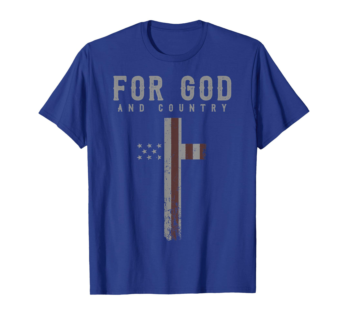 For God and Country Cross American Flag US Patriotic Faith T-Shirt for Women Men