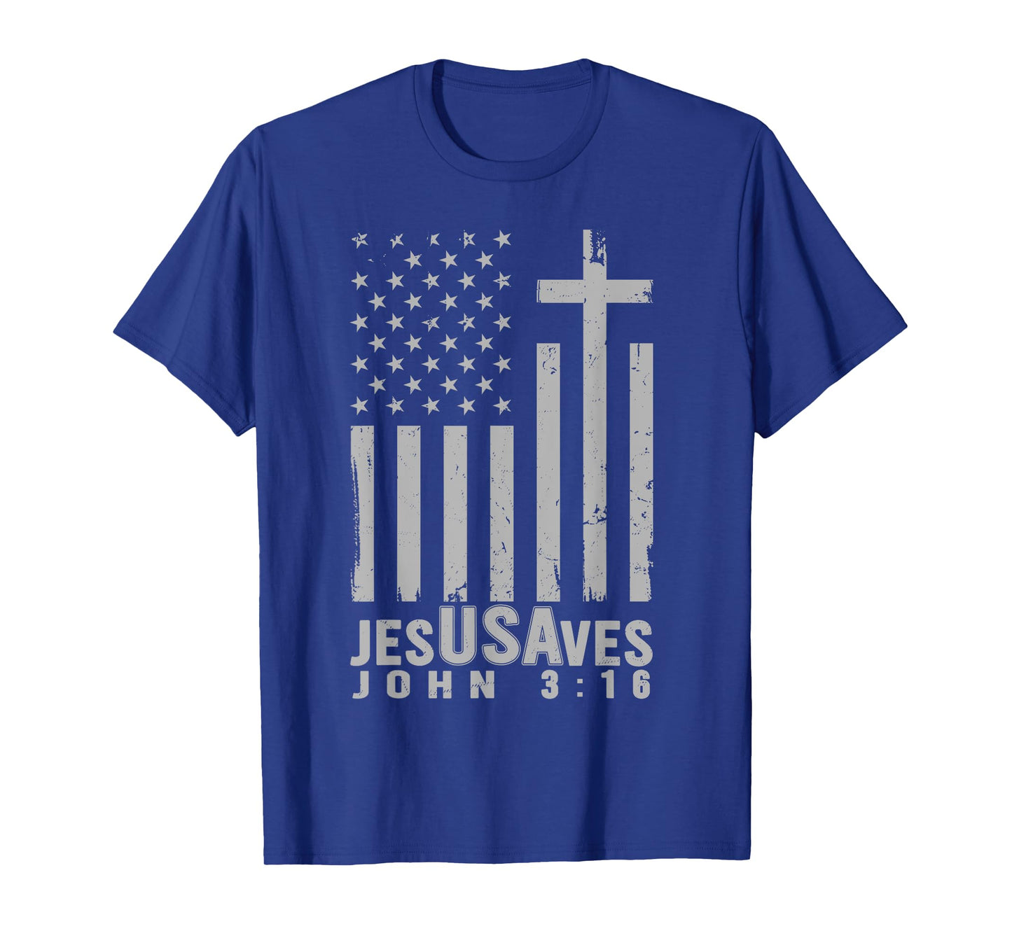 Jesus Saves USA American Flag Patriotic Christian Religious T-Shirt