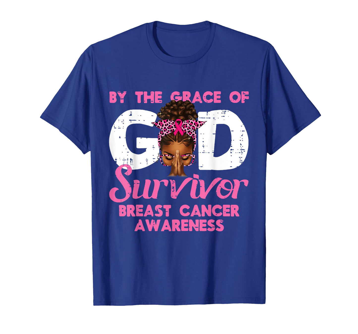 Grace God Breast Cancer Survivor Black Women Afro Christian T-Shirt