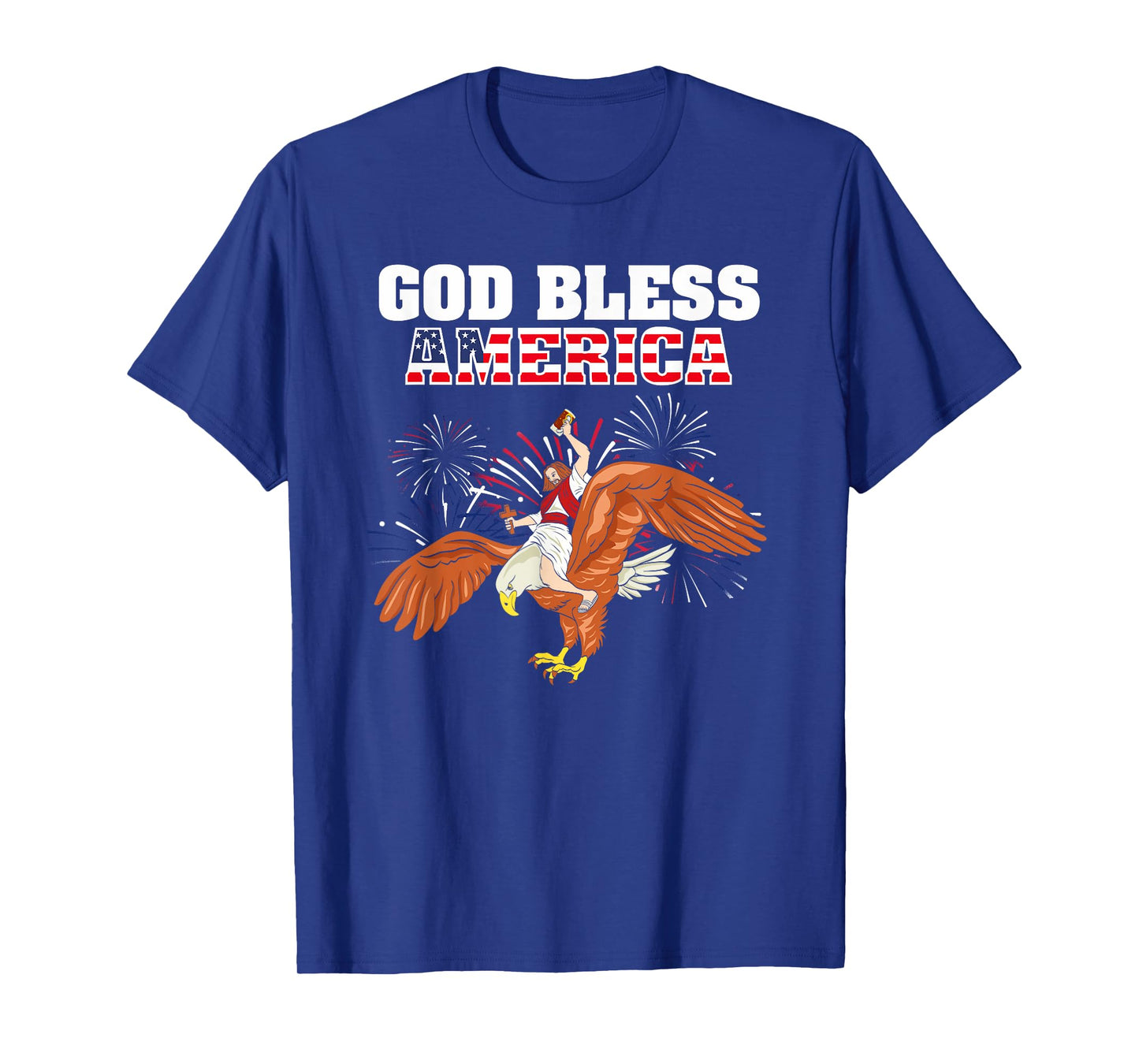 God Bless America shirt Jesus Riding a Bald Eagle t-shirt T-Shirt