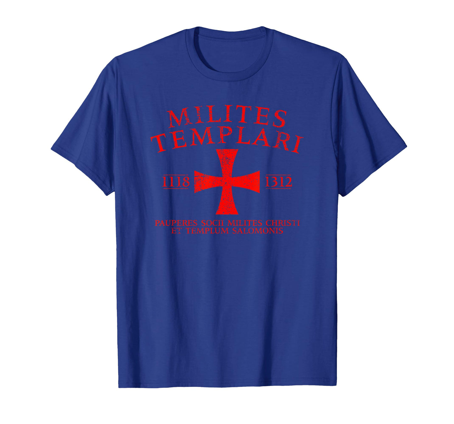 Knights Templar Cross in Latin 1118-1312 Aged Red Print T-Shirt