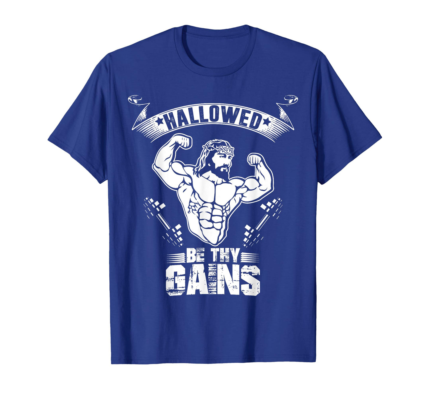 Mens Jesus Bodybuilding T Shirt - Funny Jesus Weight Lifting Tee XL Purple