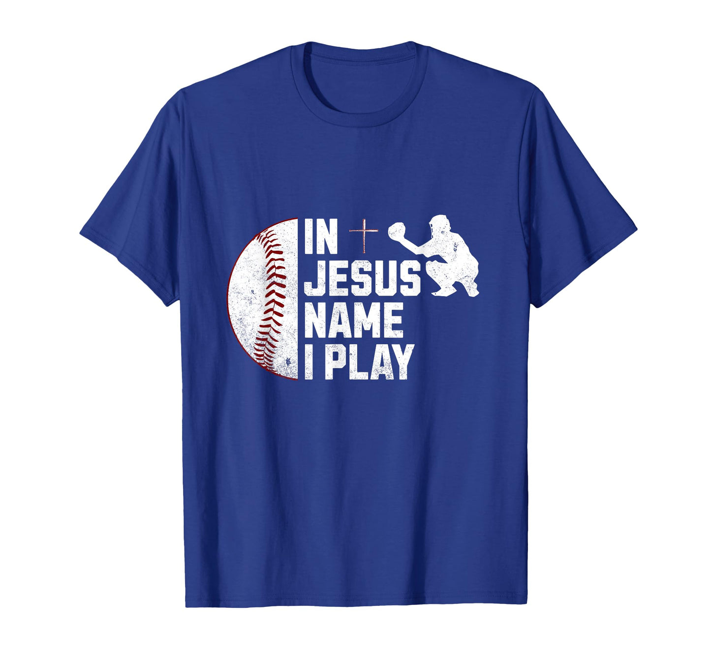 In Jesus Name Christmas Christian I Play Baseball Player T-Shirt