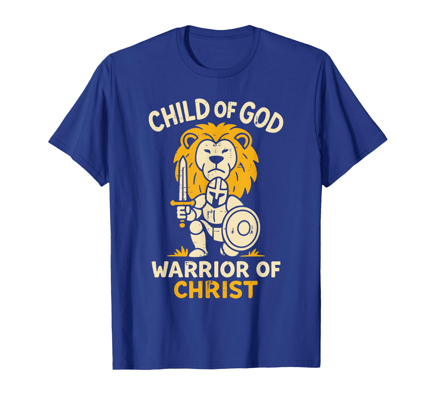 Child of God Warrior of Christ Cross Lion Armor Men Kids T-Shirt
