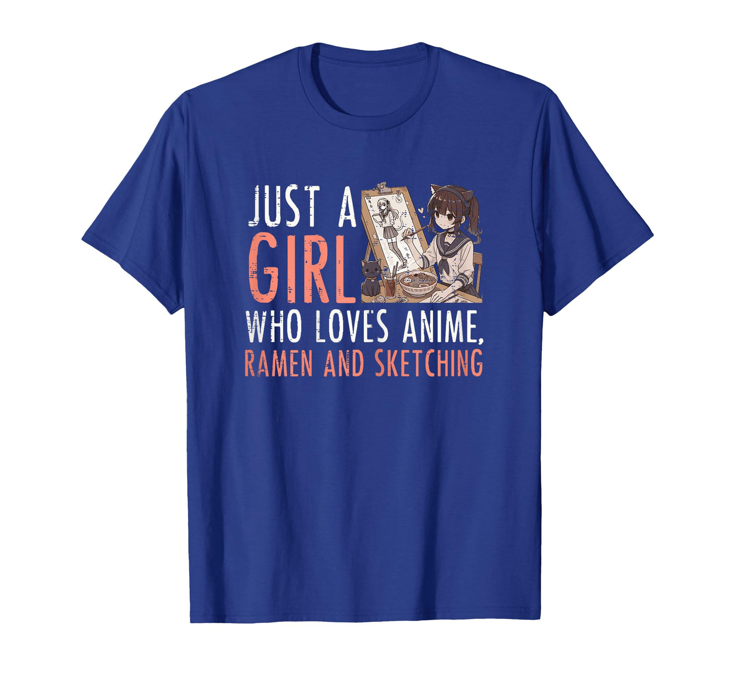 Just Girl Who Loves Anime Ramen Sketching Funny Saying Women T-Shirt