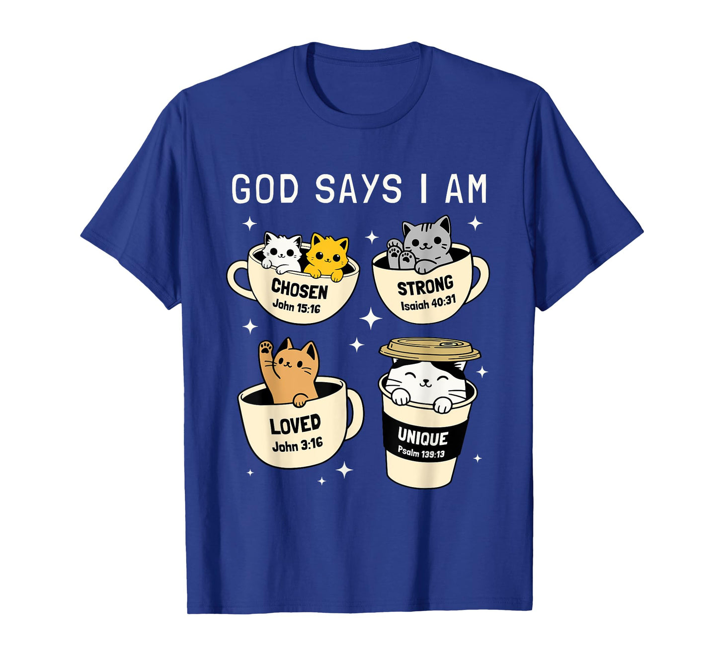 God Says I Am Christian Funny Cat for Women Kids Cats Lover T-Shirt