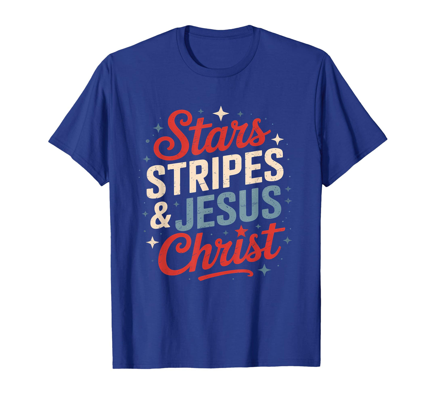 Stars Stripes Jesus Christ 4th Of July Religious Christian T-Shirt