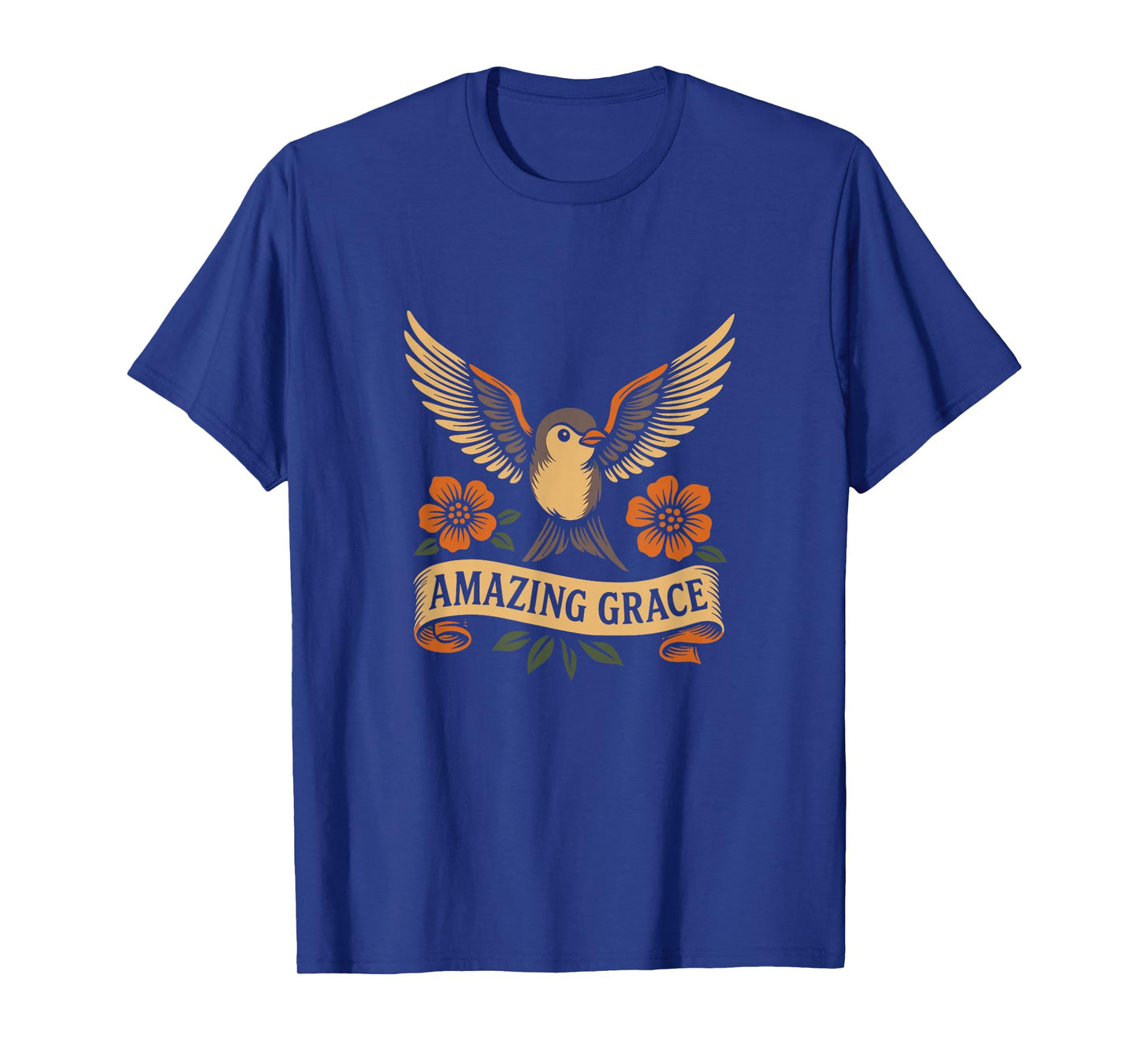 Amazing Grace - Christian Hymn - Swallow Bird Flowers T-Shirt