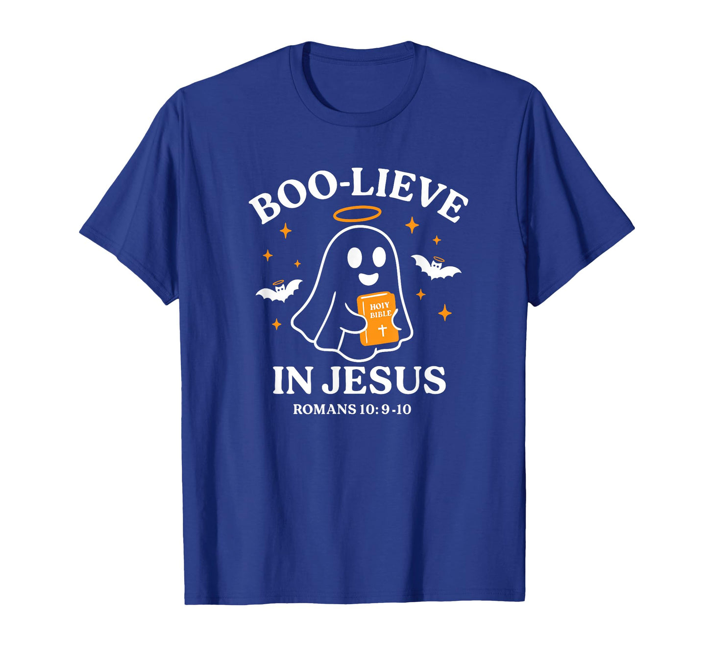 Boo-Lieve in Jesus Christian Halloween Ghost Bible Design T-Shirt