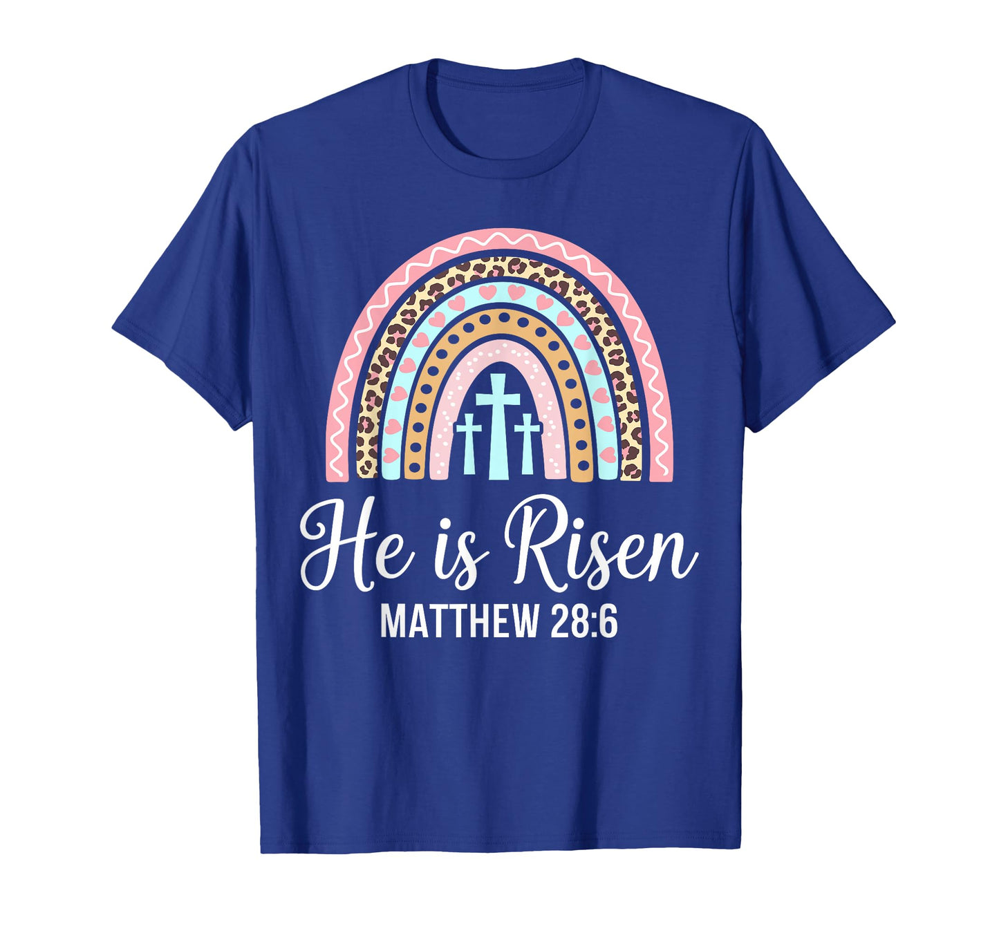 He is risen leopard rainbow for christian easter girls women T-Shirt