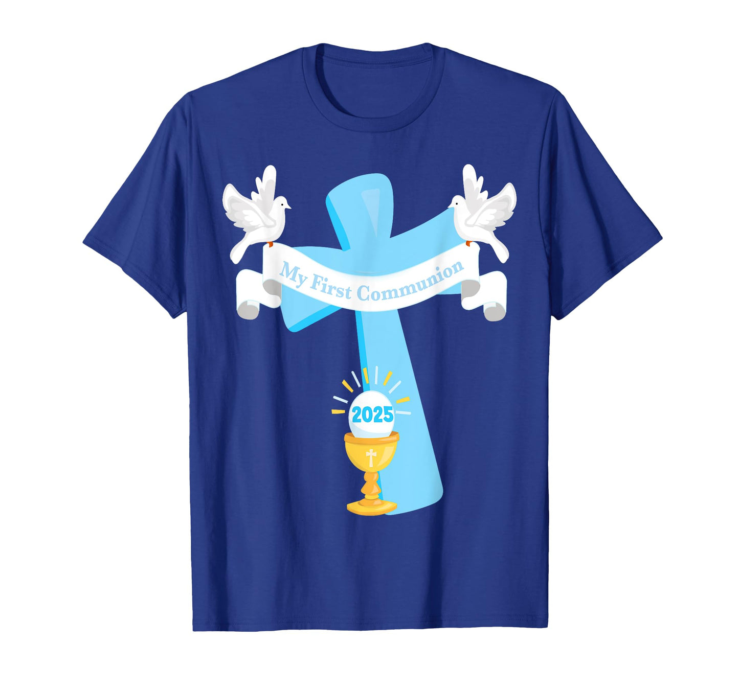 Boy First Communion 2025 Cross Chalice Eucharist Grandson T-Shirt