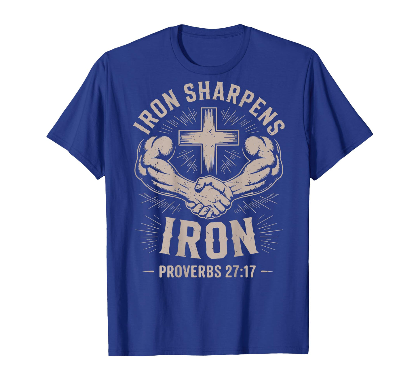Christian Gym Iron Sharpens Iron Proverb Funny Workout Men's T-Shirt
