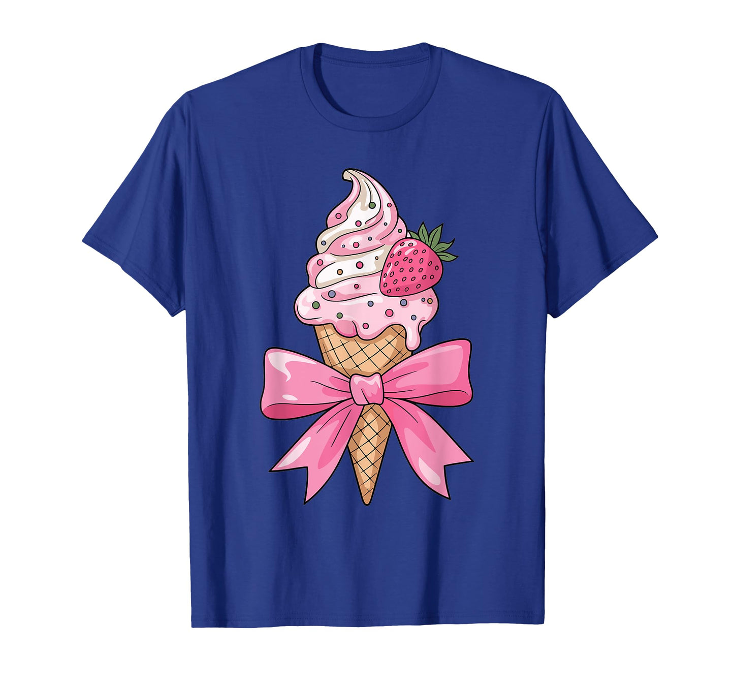 Funny Coquette Bow Ice Cream Cone Pink Ribbon strawberry mom T-Shirt