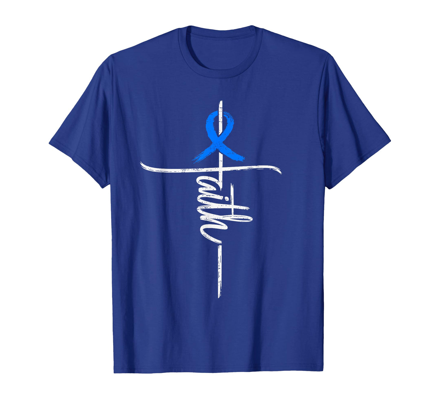 Faith Dystonia Awareness Cross Christian Ribbon Blue Support T-Shirt