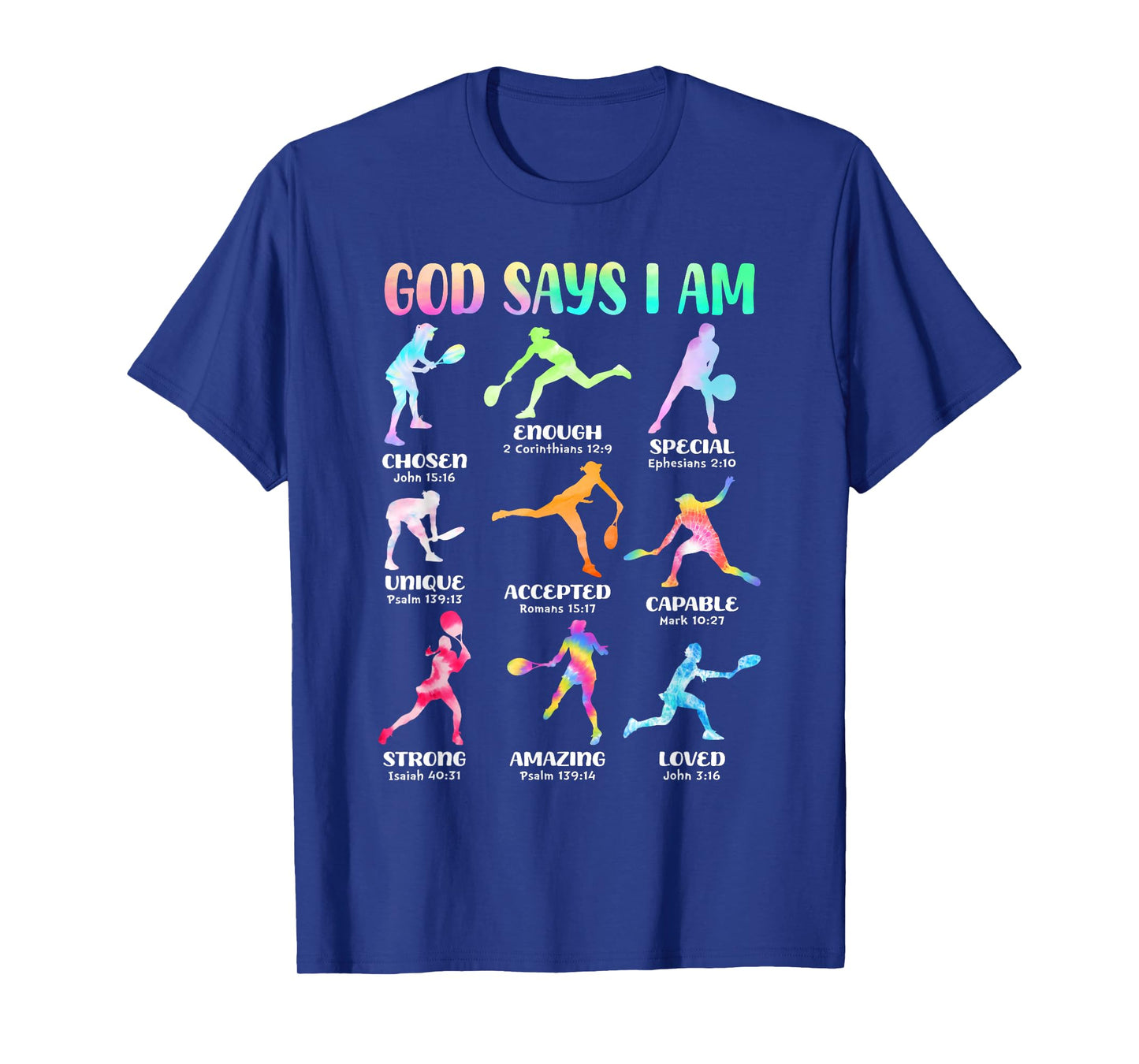 God Says I Am Christian Girls Teens Kids Tennis Tie Dye T-Shirt