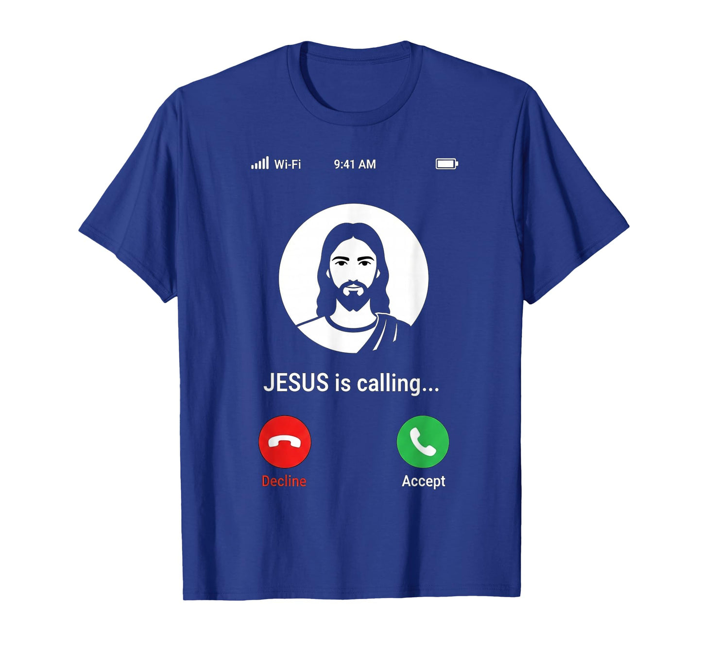 Hold On Jesus is Calling Funny Religious Faith Pun Design T-Shirt