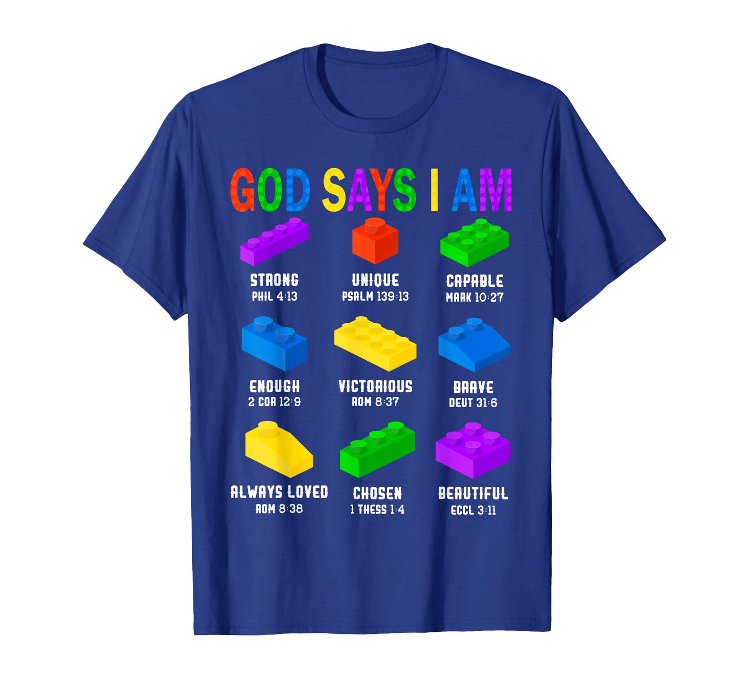 God Says I Am Building Brick Builder Block Boys Christian T-Shirt