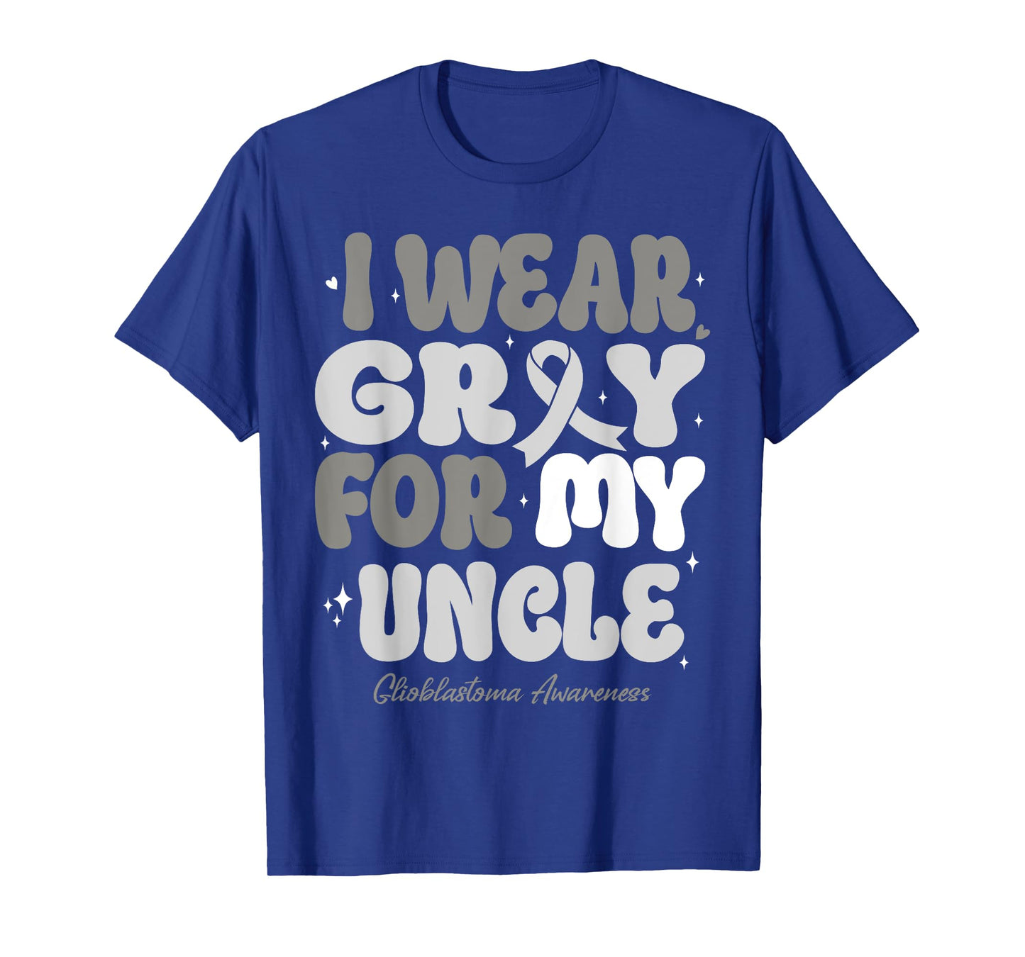 I Wear Gray For My Uncle Glioblastoma Awareness Ribbon Retro T-Shirt