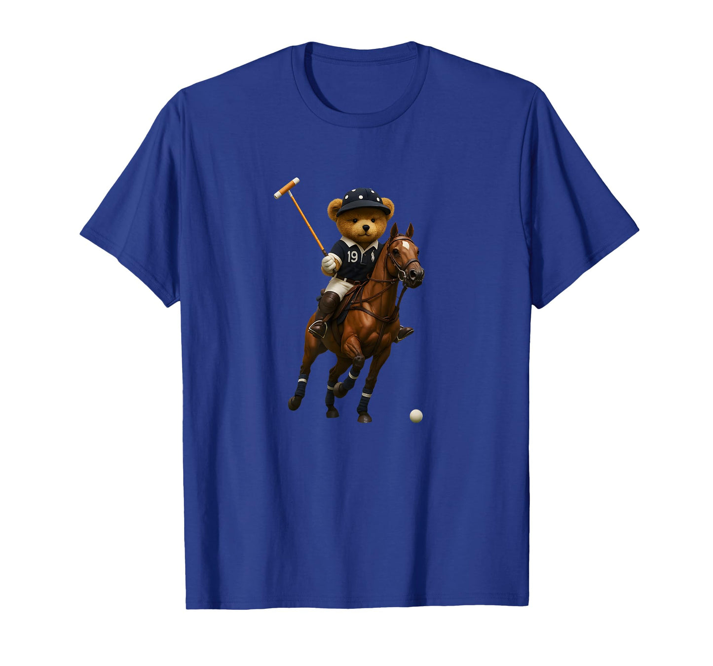 Cool Teddy Bear Playing Horse Polo Game Illustration Graphic T-Shirt