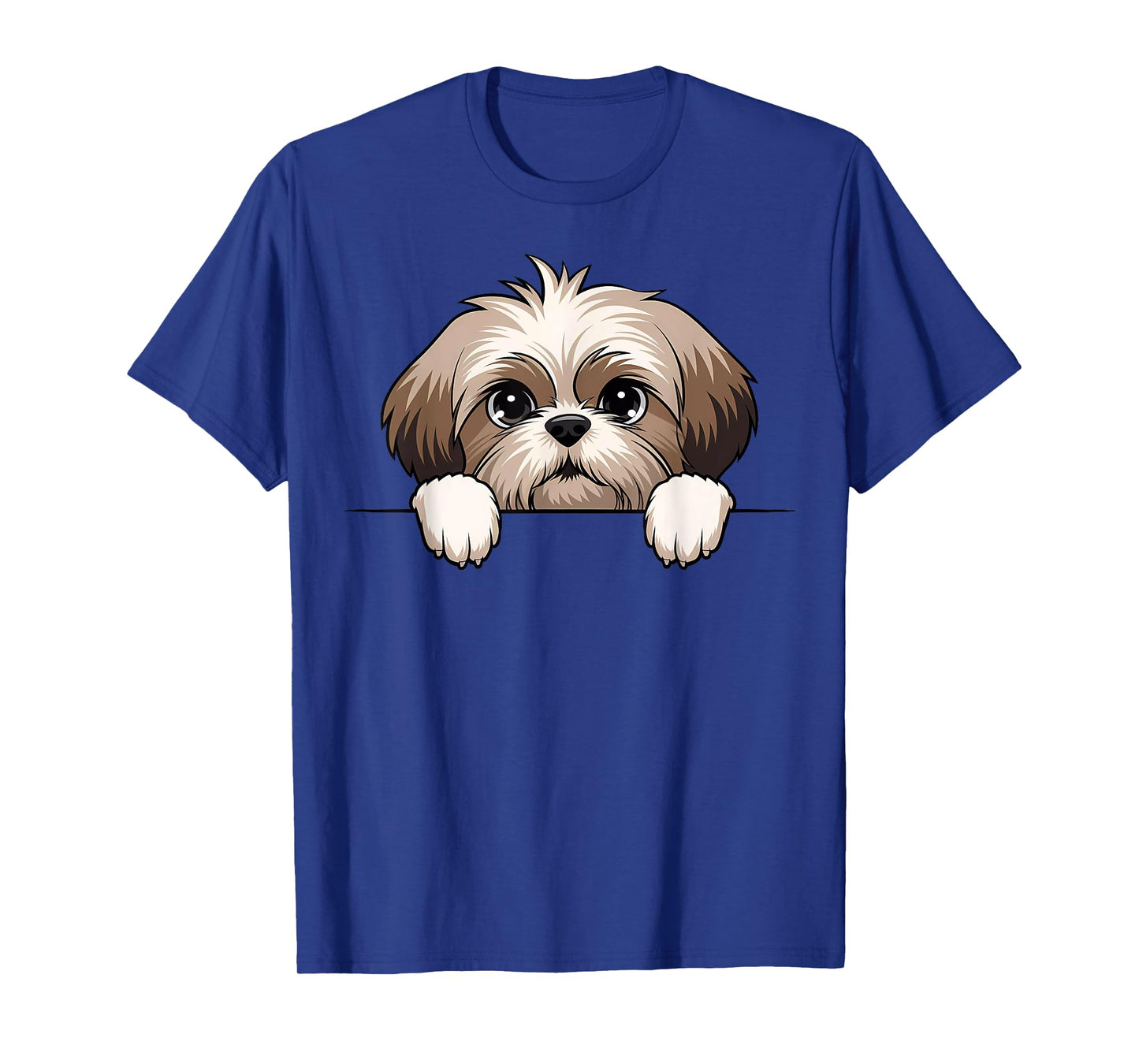 Cute Shih Tzu Peeking Puppy Funny Dog Lover Women Men Kids T-Shirt