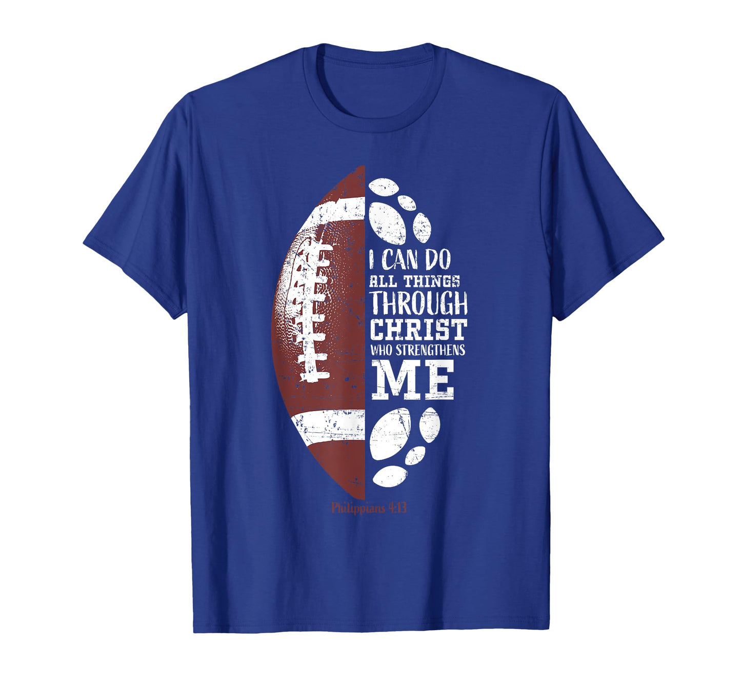 Christian Football Philippians 4:13 Religious Verse Faith T-Shirt