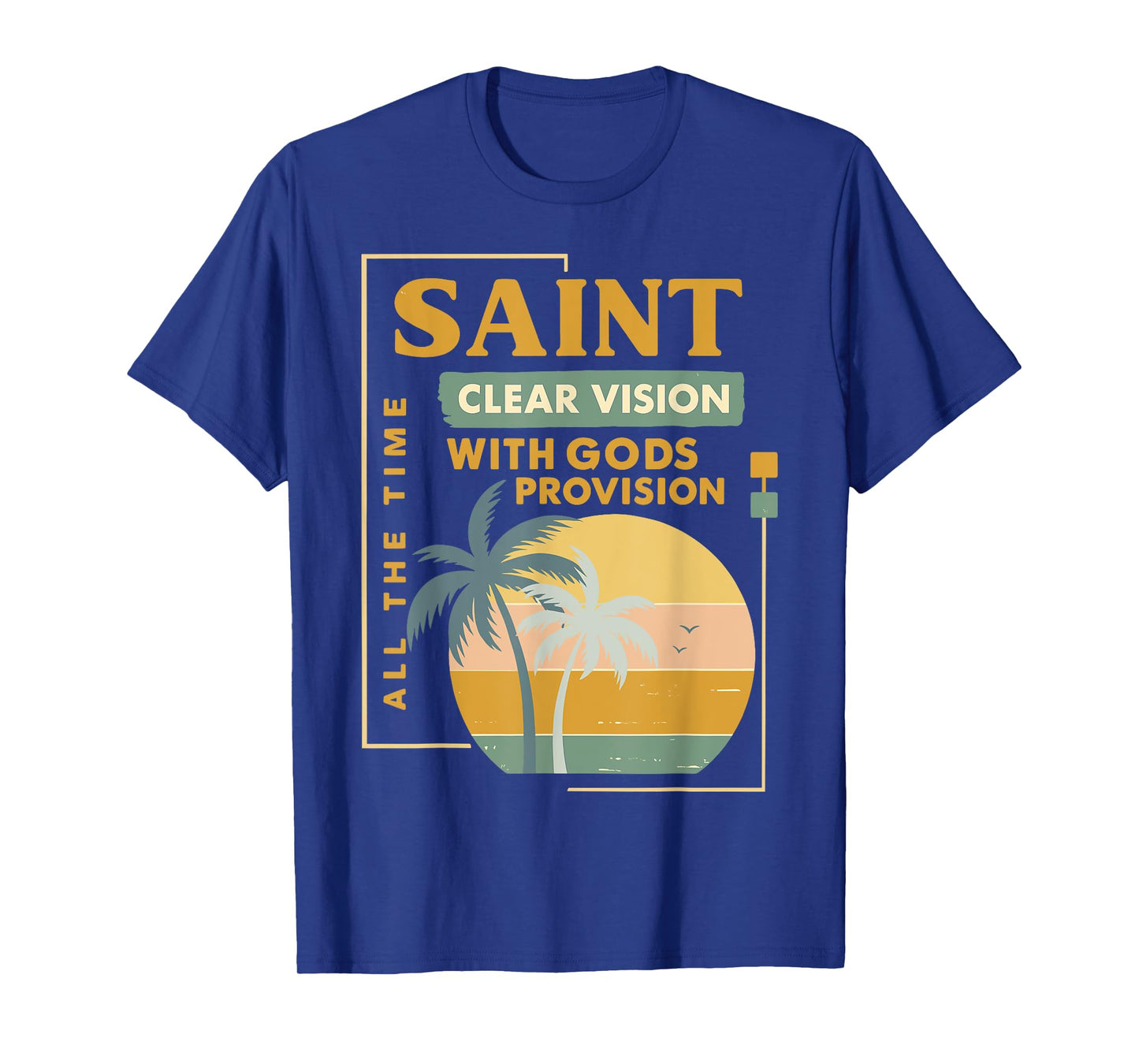 Saint Retro Palm Christian Faith Sunset Graphic T-Shirt