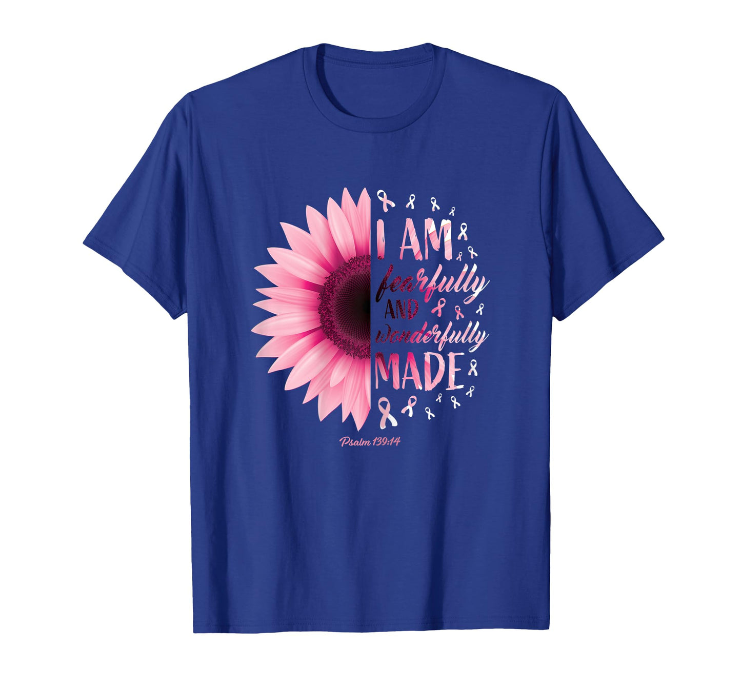 Womens Fearfully Wonderfully Made Gift Pink Breast Cancer Awareness T-Shirt
