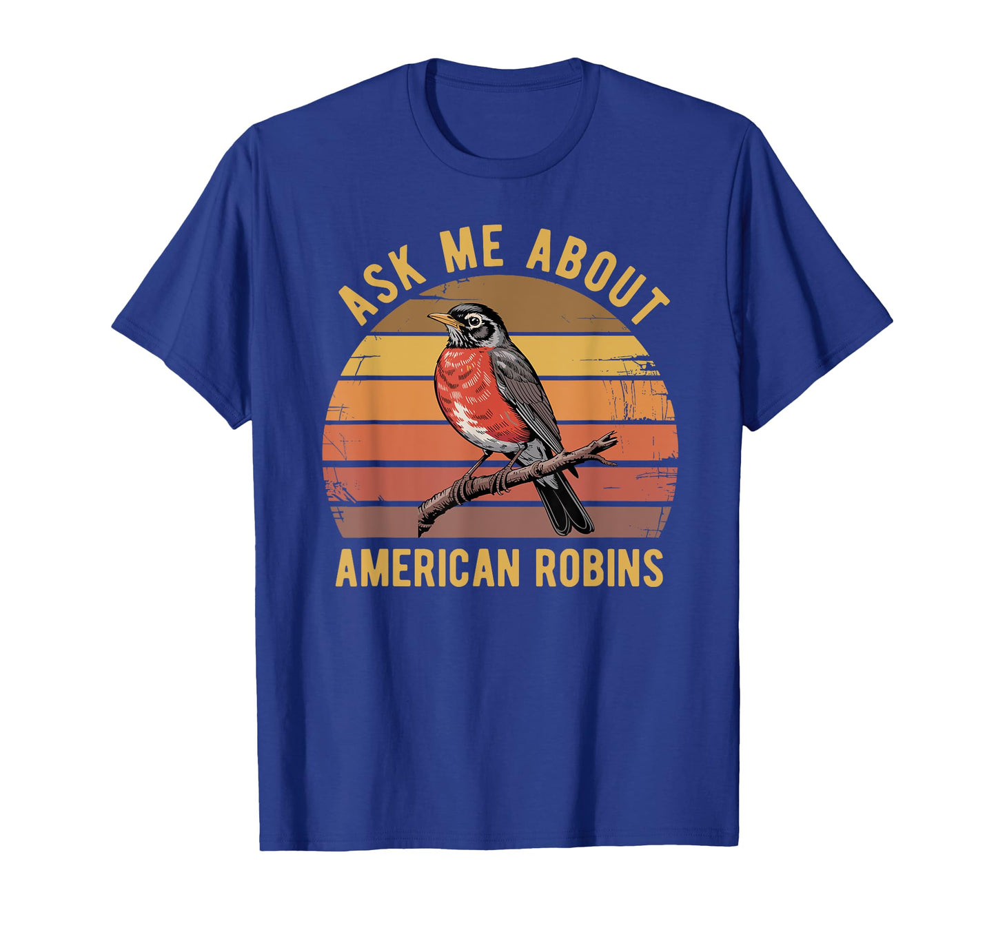 American Robin Bird Watching Lover Vintage Retro Sunset T-Shirt
