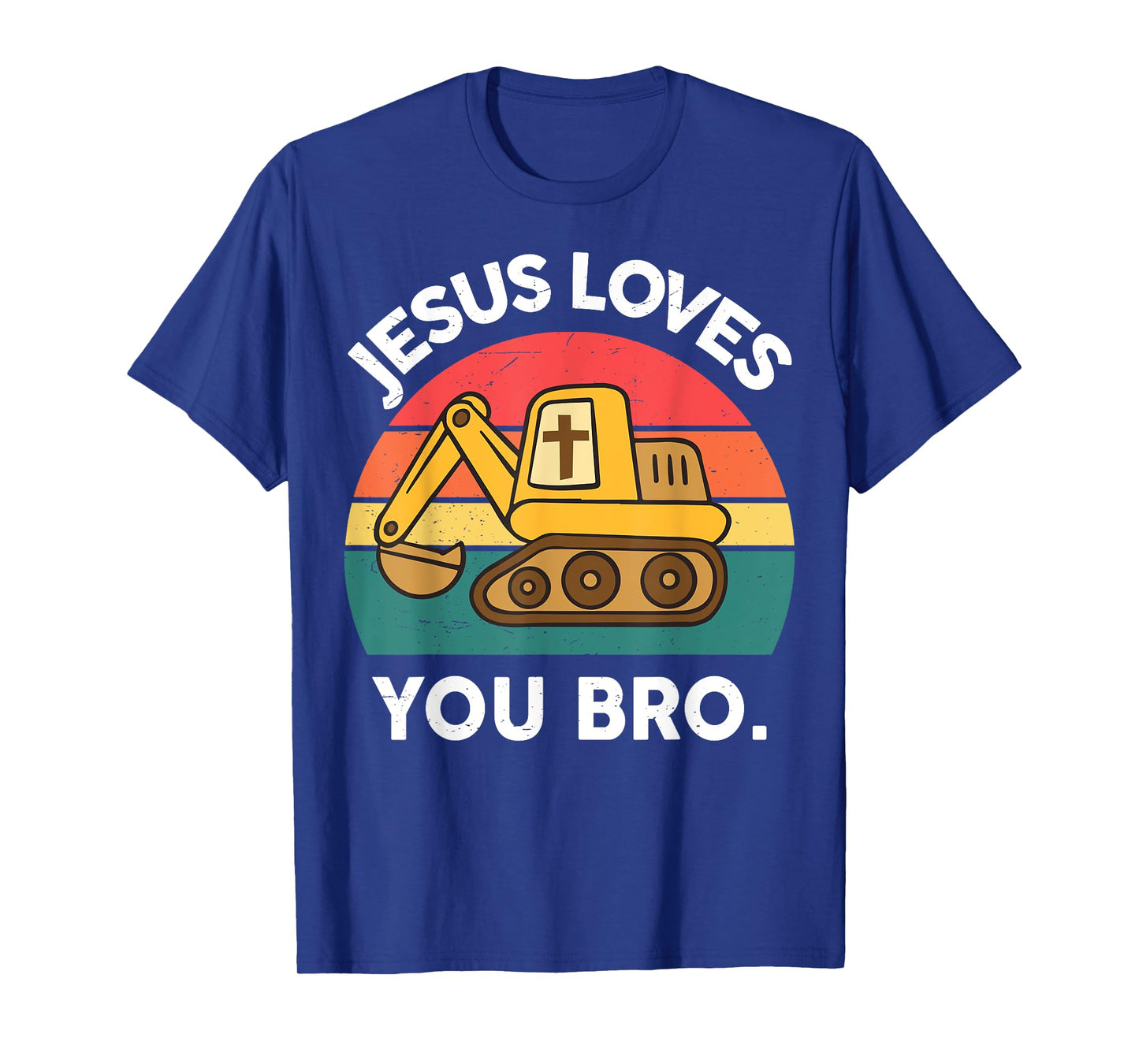 Boy Toddler Jesus Loves You Bro Funny Excavator Christian T-Shirt