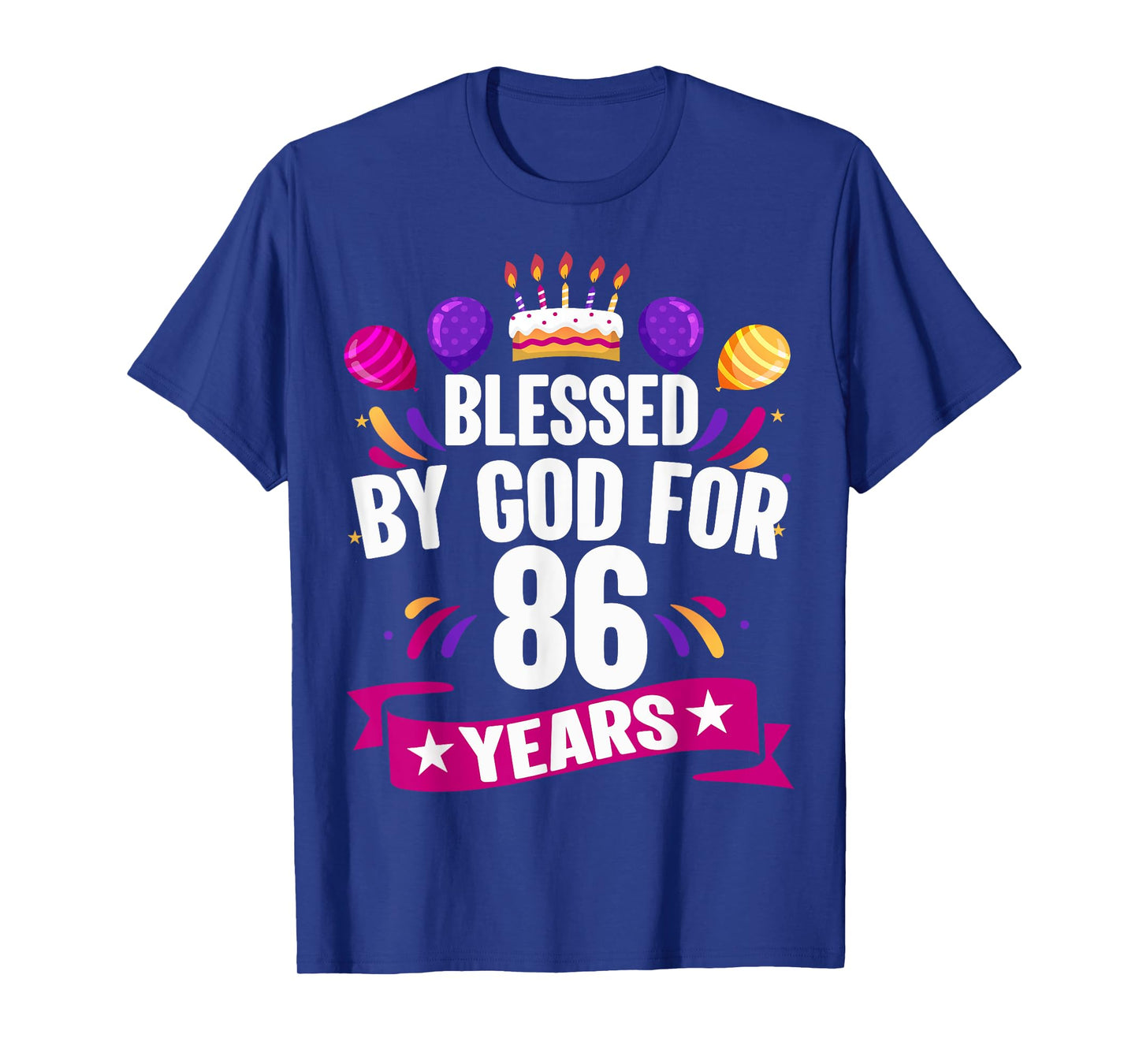 86th Blessed By God 86 Years Old Birthday Cake With Numbers T-Shirt